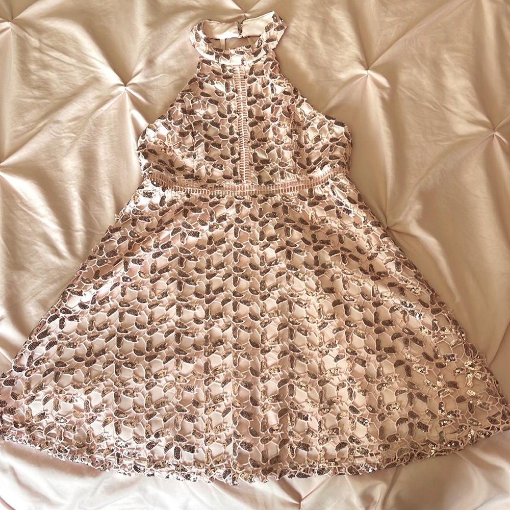 Light pink formal dress with sequence